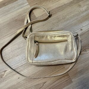 Gilt leder Gold Crossbody Bag